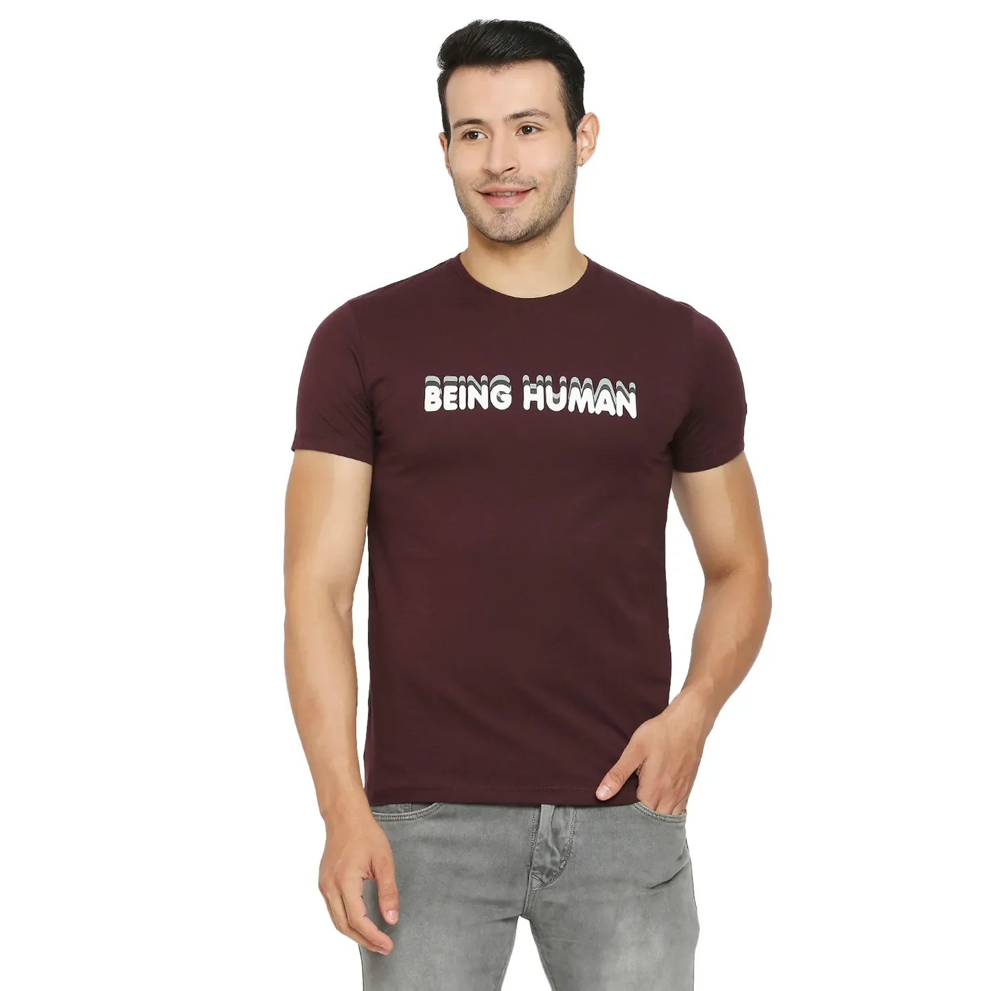 Red Regular Fit Men's Short Sleeves T-Shirt by Being Human Clothing