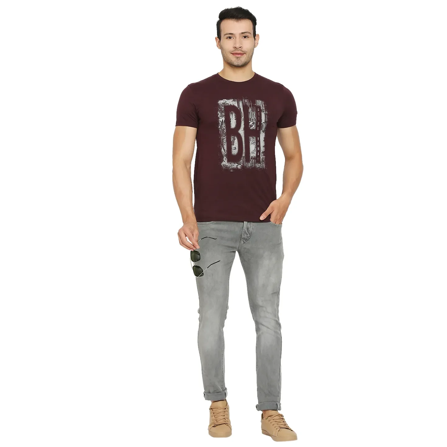 Red Regular Fit Men's Short Sleeves T-Shirt by Being Human Clothing - Image 6