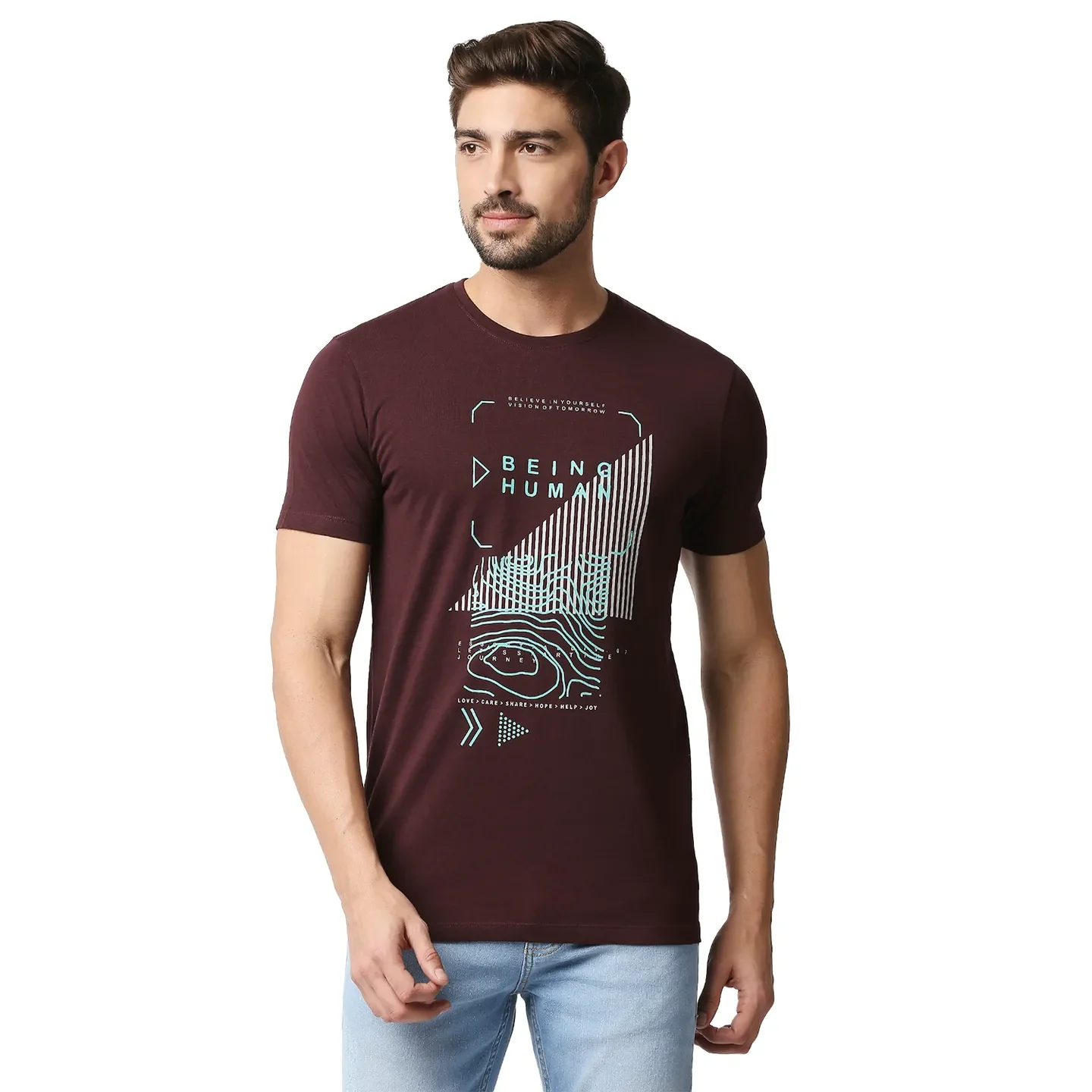 Red Regular Fit Men's Short Sleeves T-Shirt by Being Human Clothing
