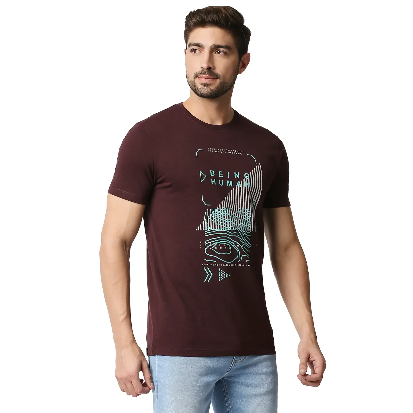 Red Regular Fit Men's Short Sleeves T-Shirt by Being Human Clothing - Image 3