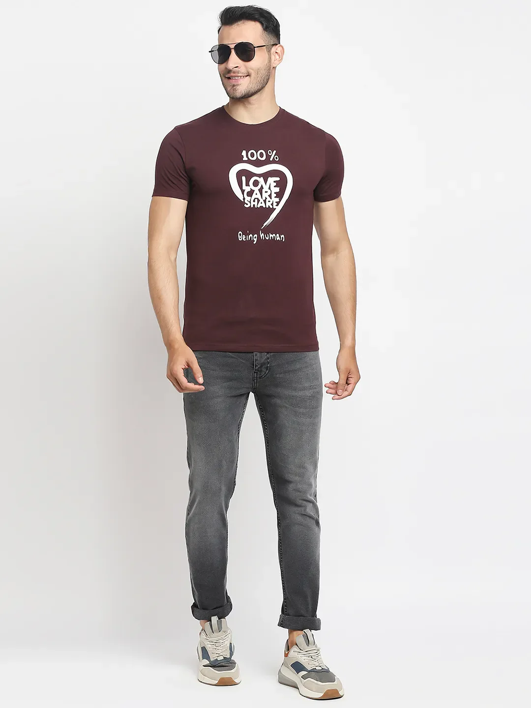 Red Regular Fit Men's Short Sleeves T-Shirt by Being Human Clothing