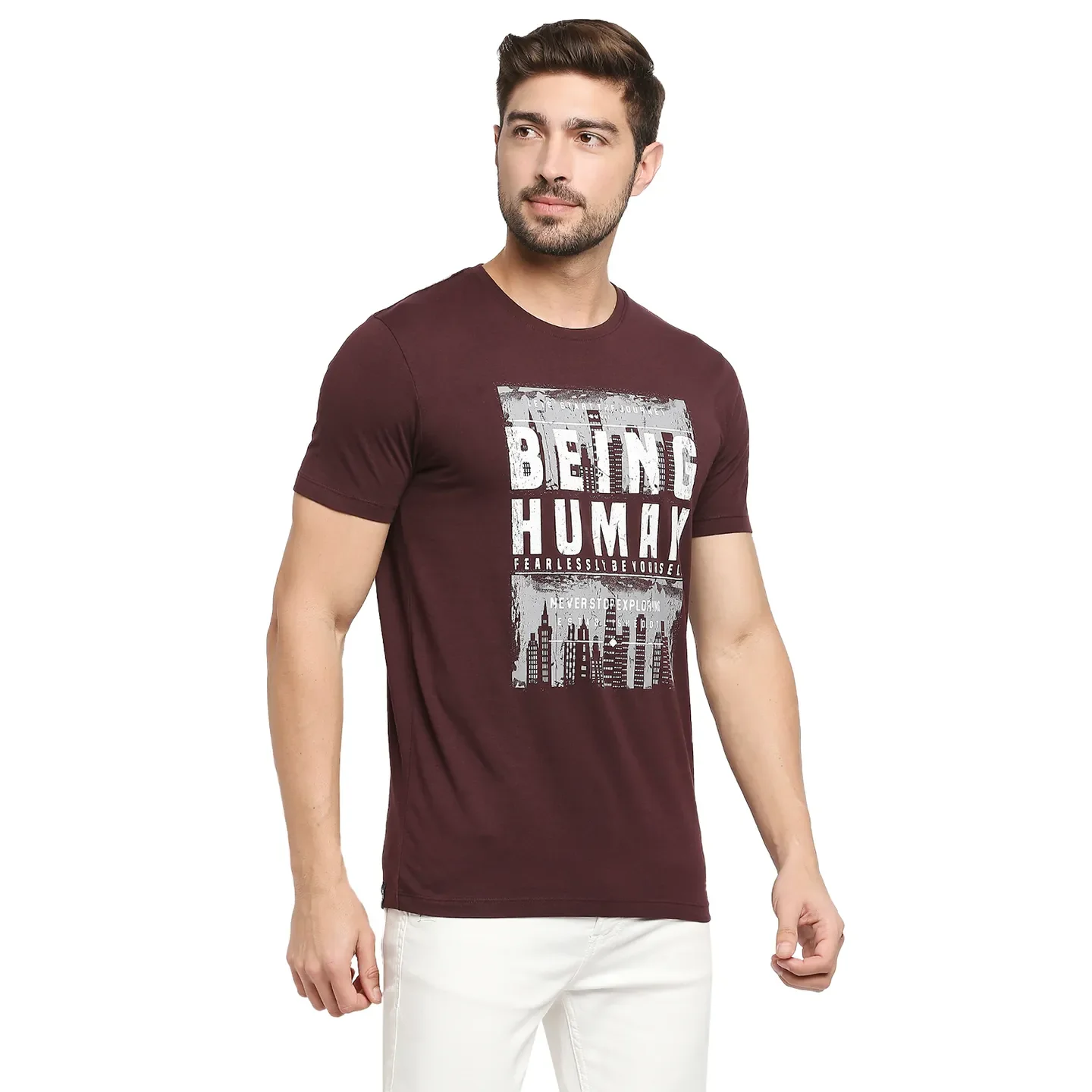 Red Regular Fit Men's Short Sleeves T-Shirt by Being Human Clothing - Image 3