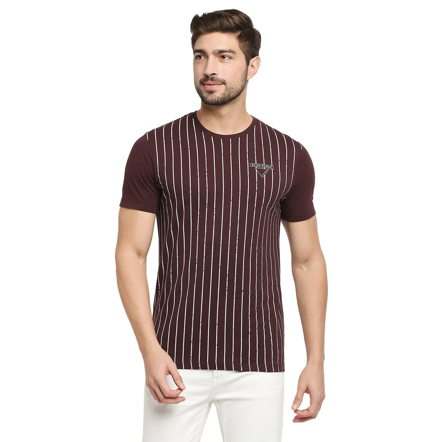 Red Regular Fit Men's Short Sleeves T-Shirt by Being Human Clothing