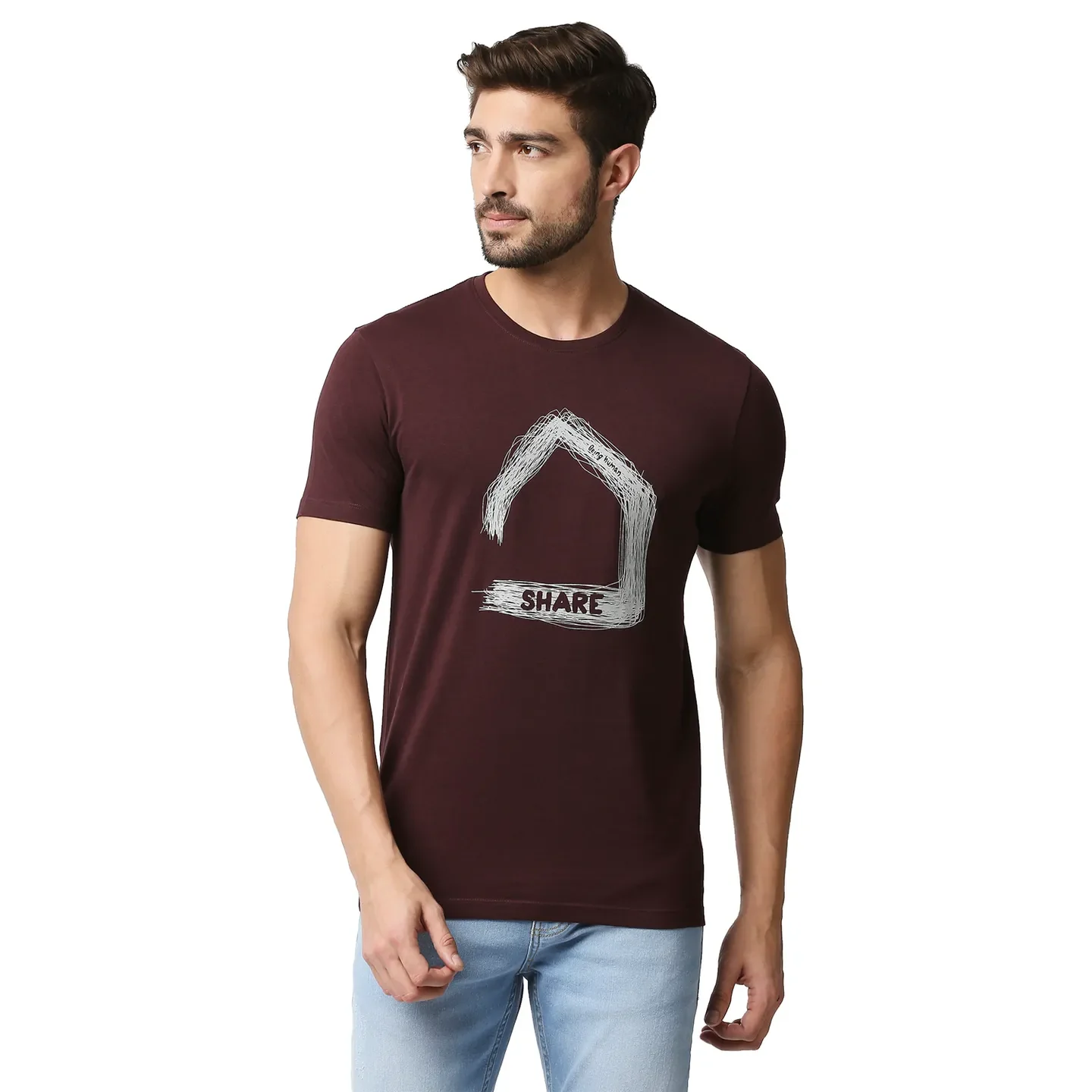 Red Regular Fit Men's Short Sleeves T-Shirt by Being Human Clothing