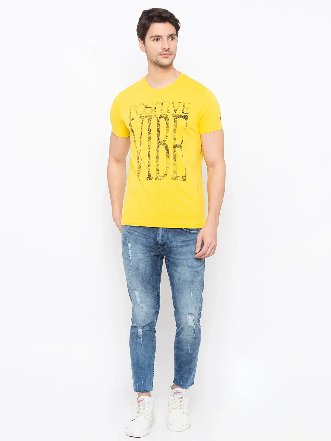 Yellow Regular Fit Men's Short Sleeves T-Shirt by Being Human Clothing - Image 5