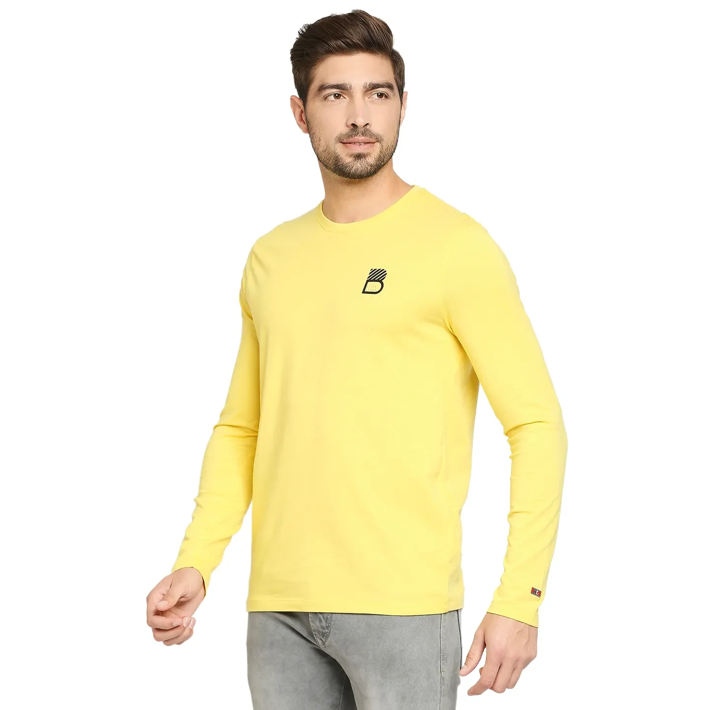 Yellow Regular Fit Men's Long Sleeves T-Shirt by Being Human Clothing - Image 3