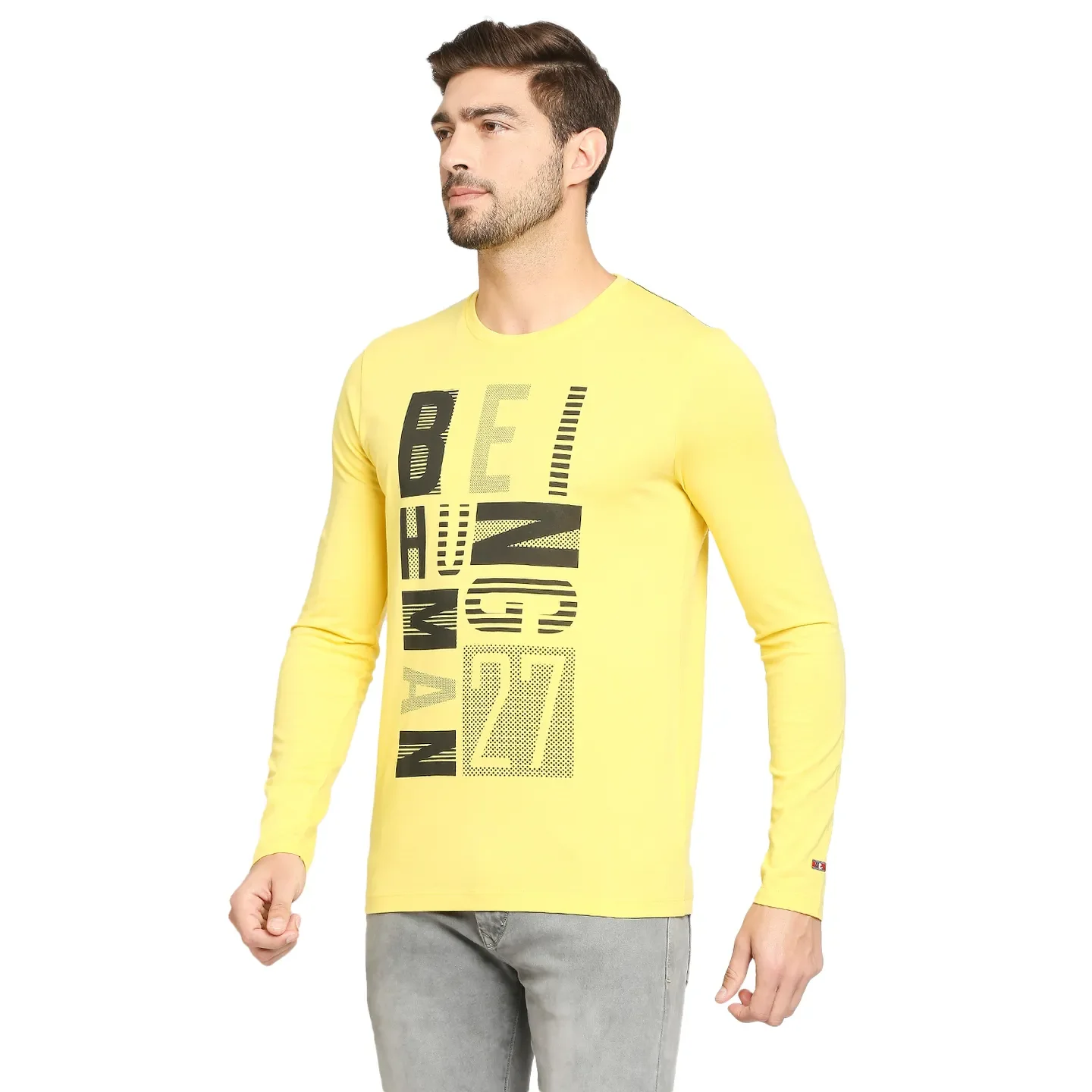 Yellow Regular Fit Men's Long Sleeves T-Shirt by Being Human Clothing - Image 3