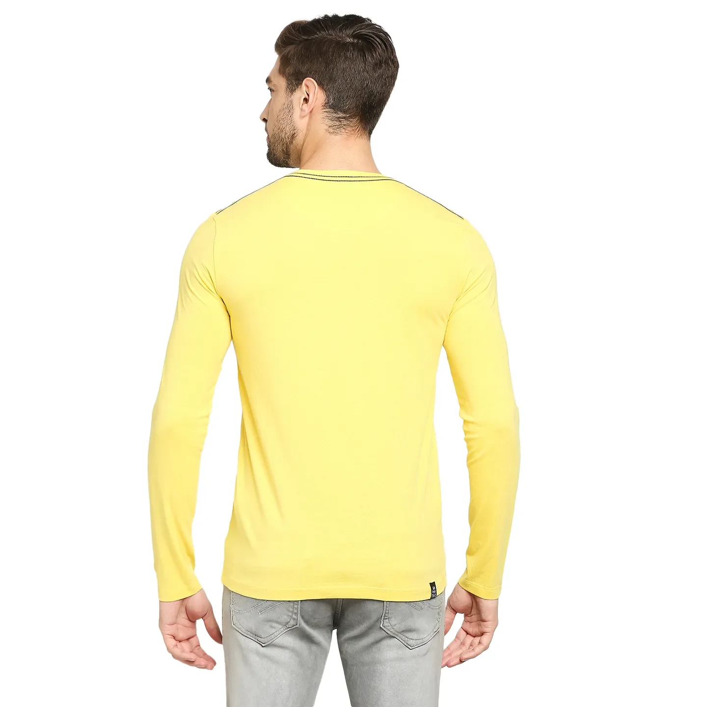 Yellow Regular Fit Men's Long Sleeves T-Shirt by Being Human Clothing - Image 4