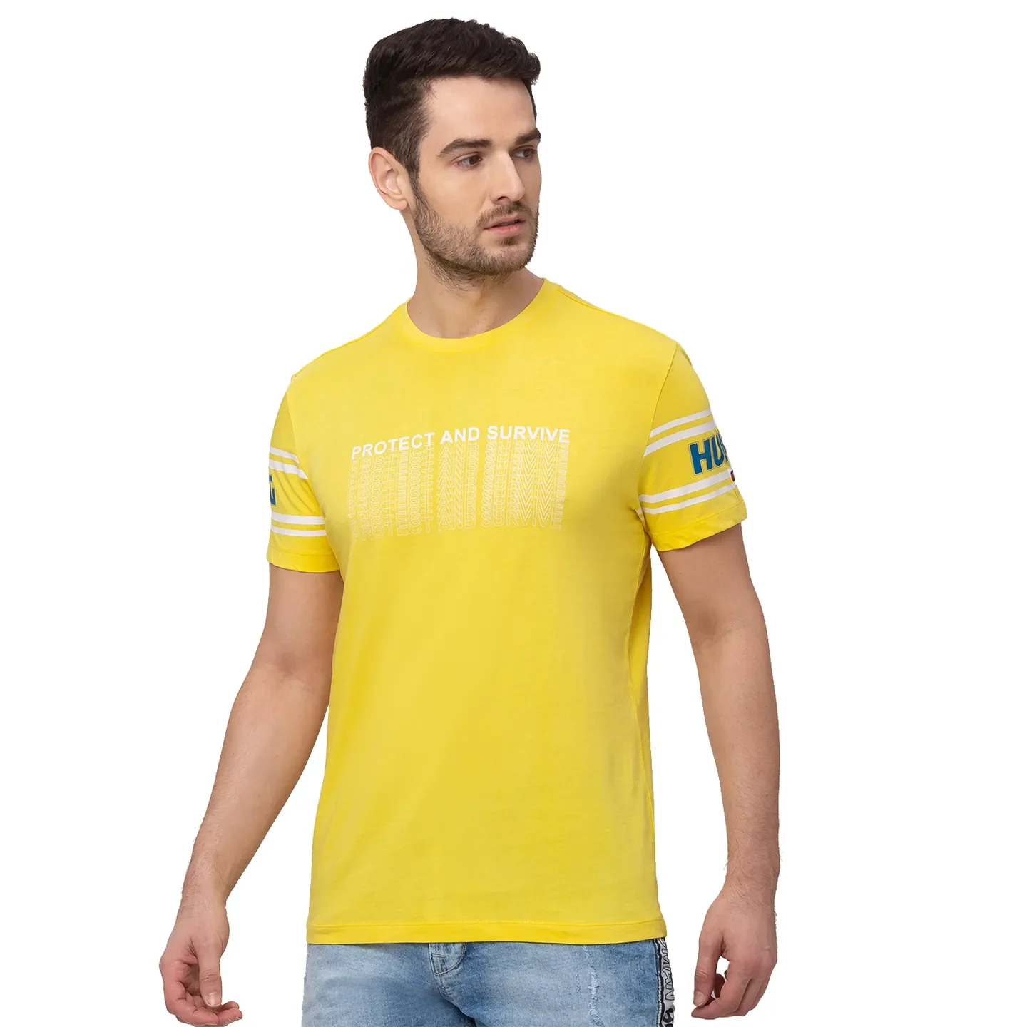 Yellow Regular Fit Men's Short Sleeves T-Shirt by Being Human Clothing - Image 3