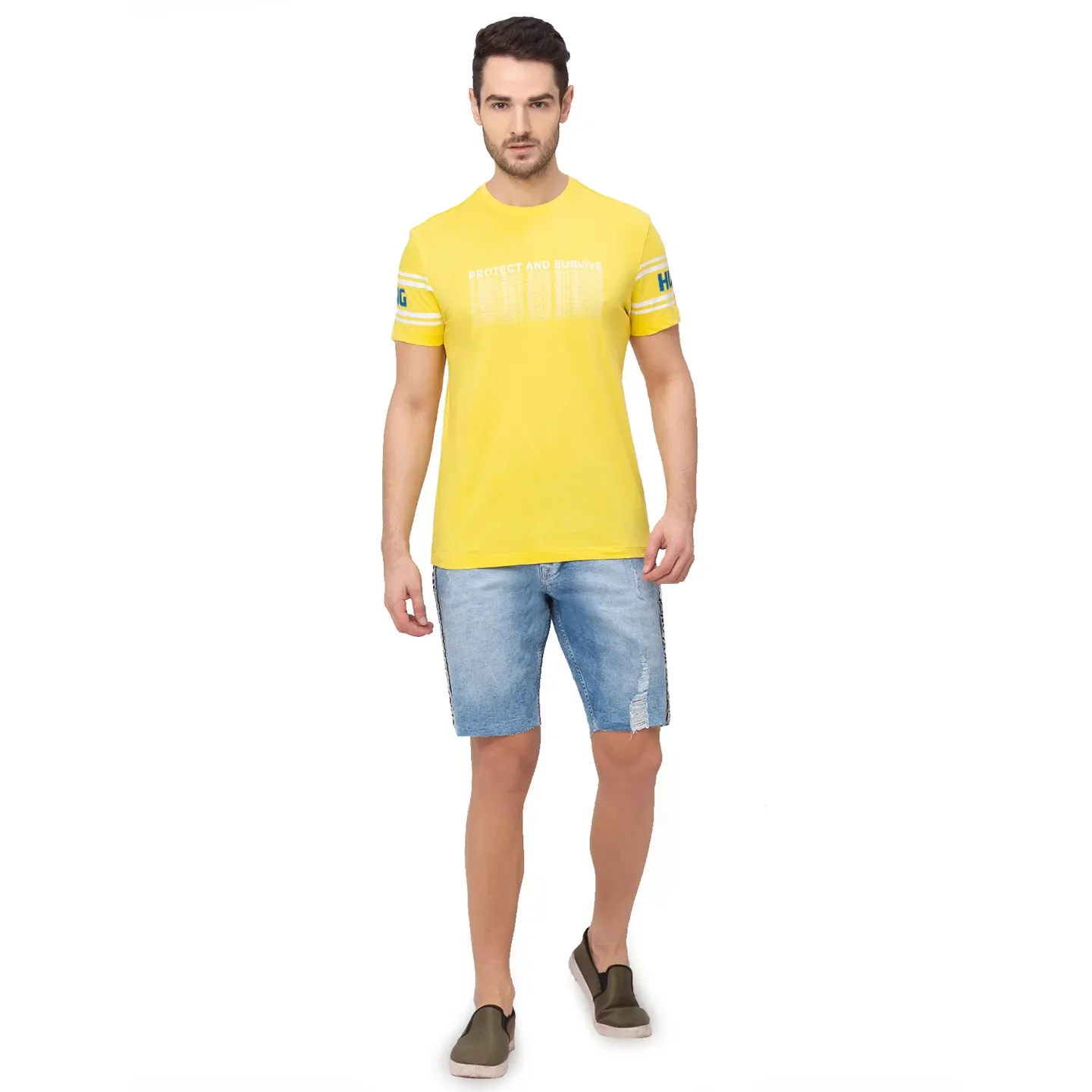 Yellow Regular Fit Men's Short Sleeves T-Shirt by Being Human Clothing - Image 6