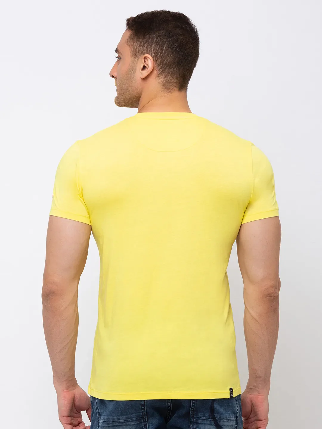 Yellow Regular Fit Men's Short Sleeves T-Shirt by Being Human Clothing - Image 4