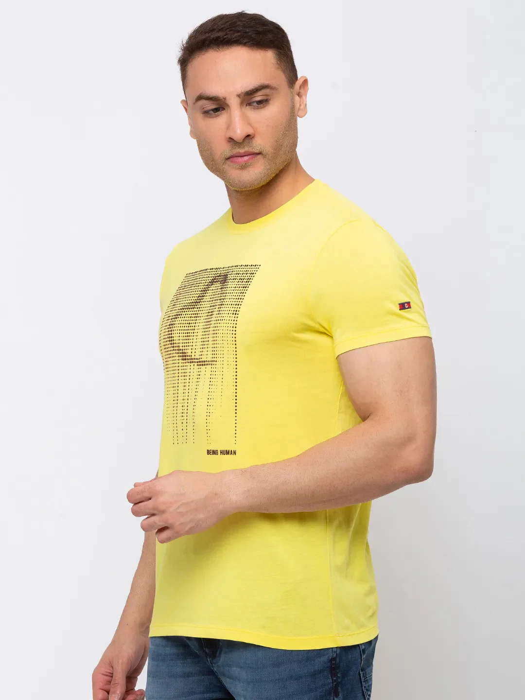 Yellow Regular Fit Men's Short Sleeves T-Shirt by Being Human Clothing - Image 5