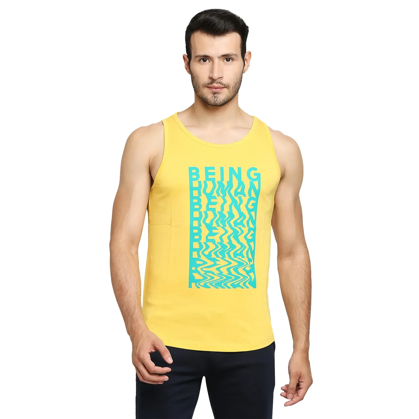 Yellow Regular Fit Round Neck Men's T-Shirt by Being Human Clothing