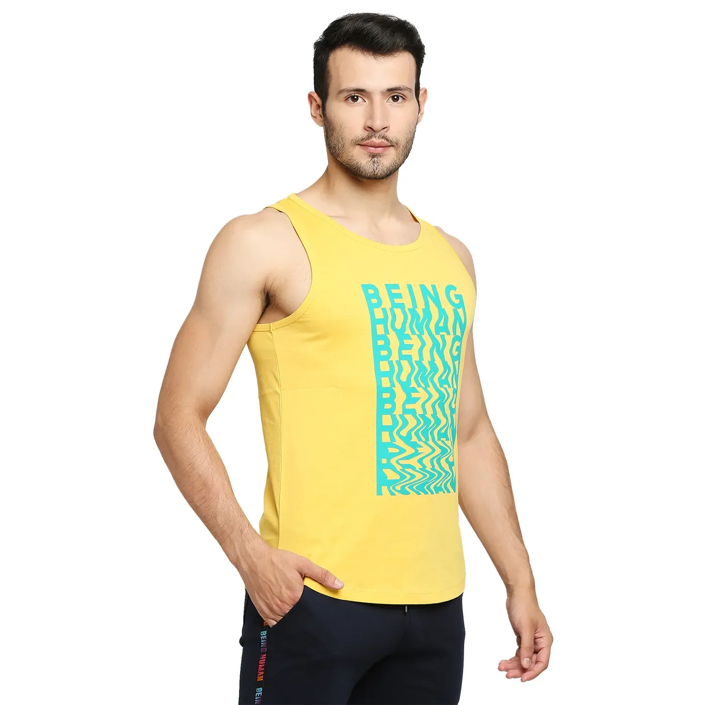 Yellow Regular Fit Round Neck Men's T-Shirt by Being Human Clothing - Image 2