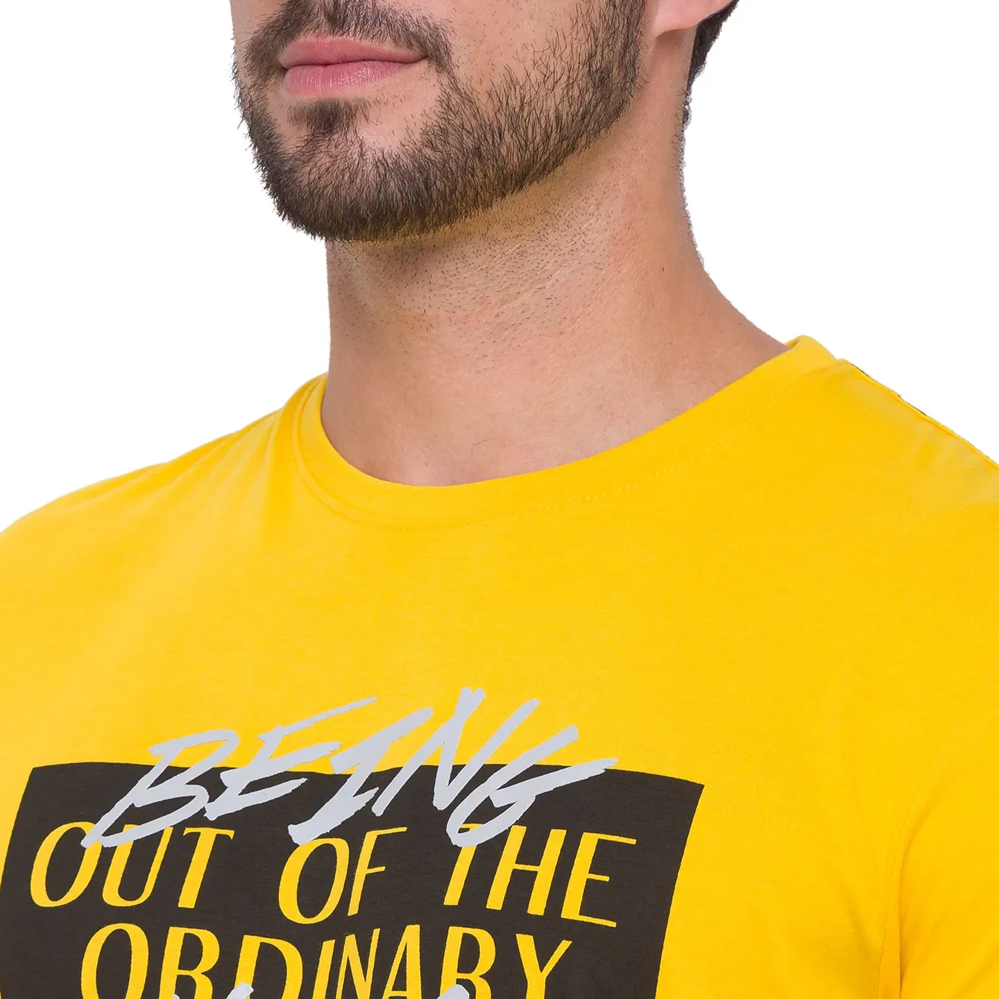 Yellow Regular Fit Round Neck Men's T-Shirt by Being Human Clothing - Image 2