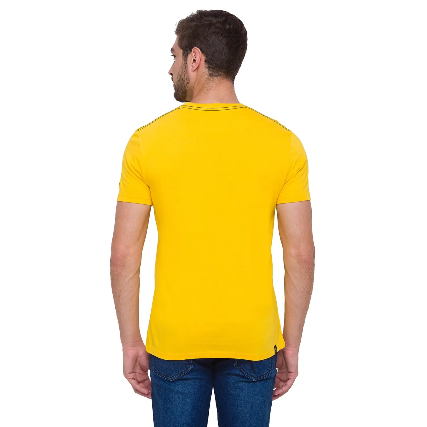 Yellow Regular Fit Round Neck Men's T-Shirt by Being Human Clothing - Image 4