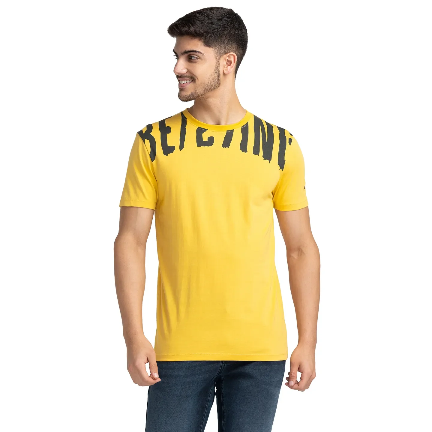 Yellow Regular Fit Men's Short Sleeves T-Shirt by Being Human Clothing