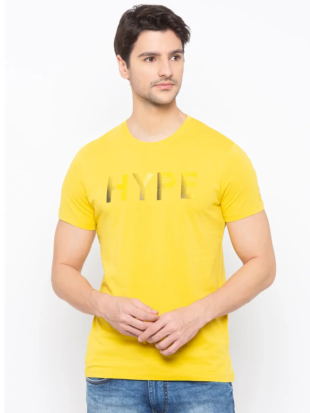 Yellow Regular Fit Men's Short Sleeves T-Shirt by Being Human Clothing