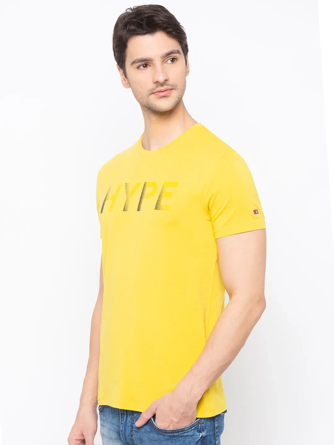 Yellow Regular Fit Men's Short Sleeves T-Shirt by Being Human Clothing - Image 2