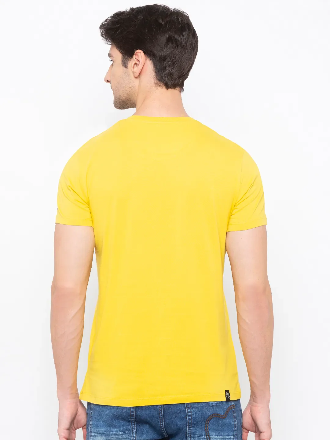 Yellow Regular Fit Men's Short Sleeves T-Shirt by Being Human Clothing - Image 3