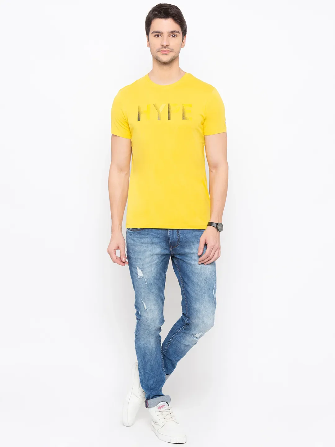 Yellow Regular Fit Men's Short Sleeves T-Shirt by Being Human Clothing - Image 5