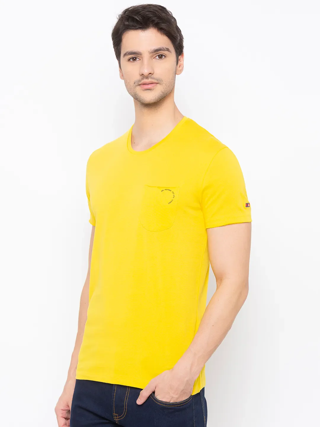 Yellow Regular Fit Men's Short Sleeves T-Shirt by Being Human Clothing - Image 2