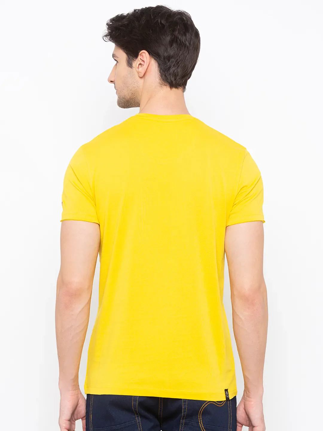 Yellow Regular Fit Men's Short Sleeves T-Shirt by Being Human Clothing - Image 3