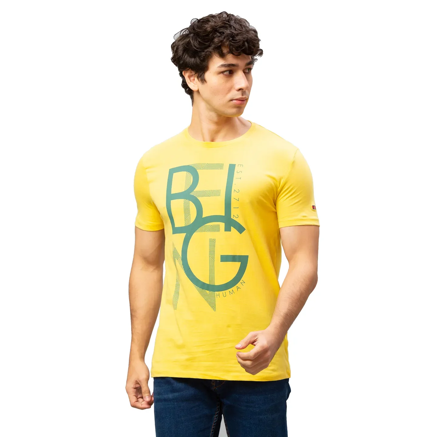 Yellow Regular Fit Men's Short Sleeves T-Shirt by Being Human Clothing