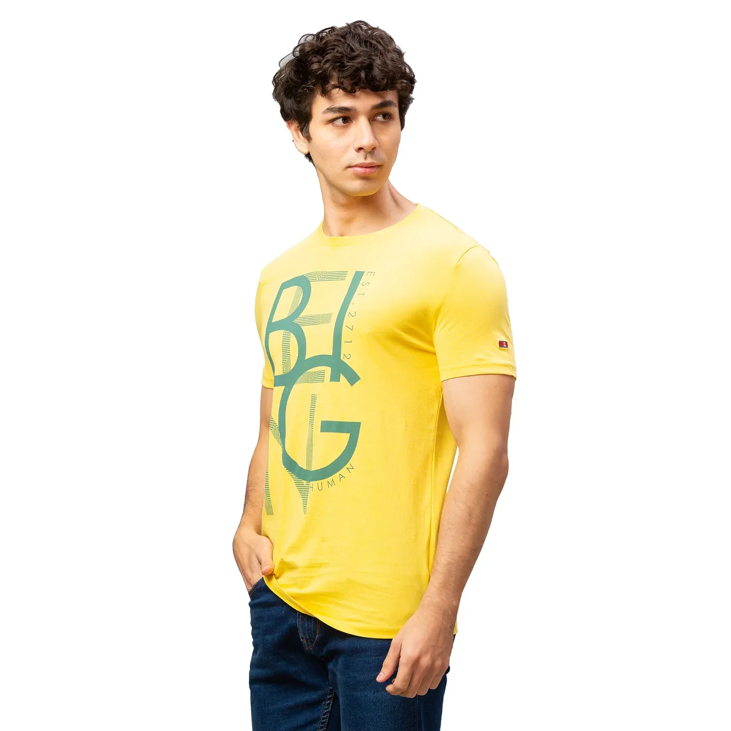 Yellow Regular Fit Men's Short Sleeves T-Shirt by Being Human Clothing - Image 4