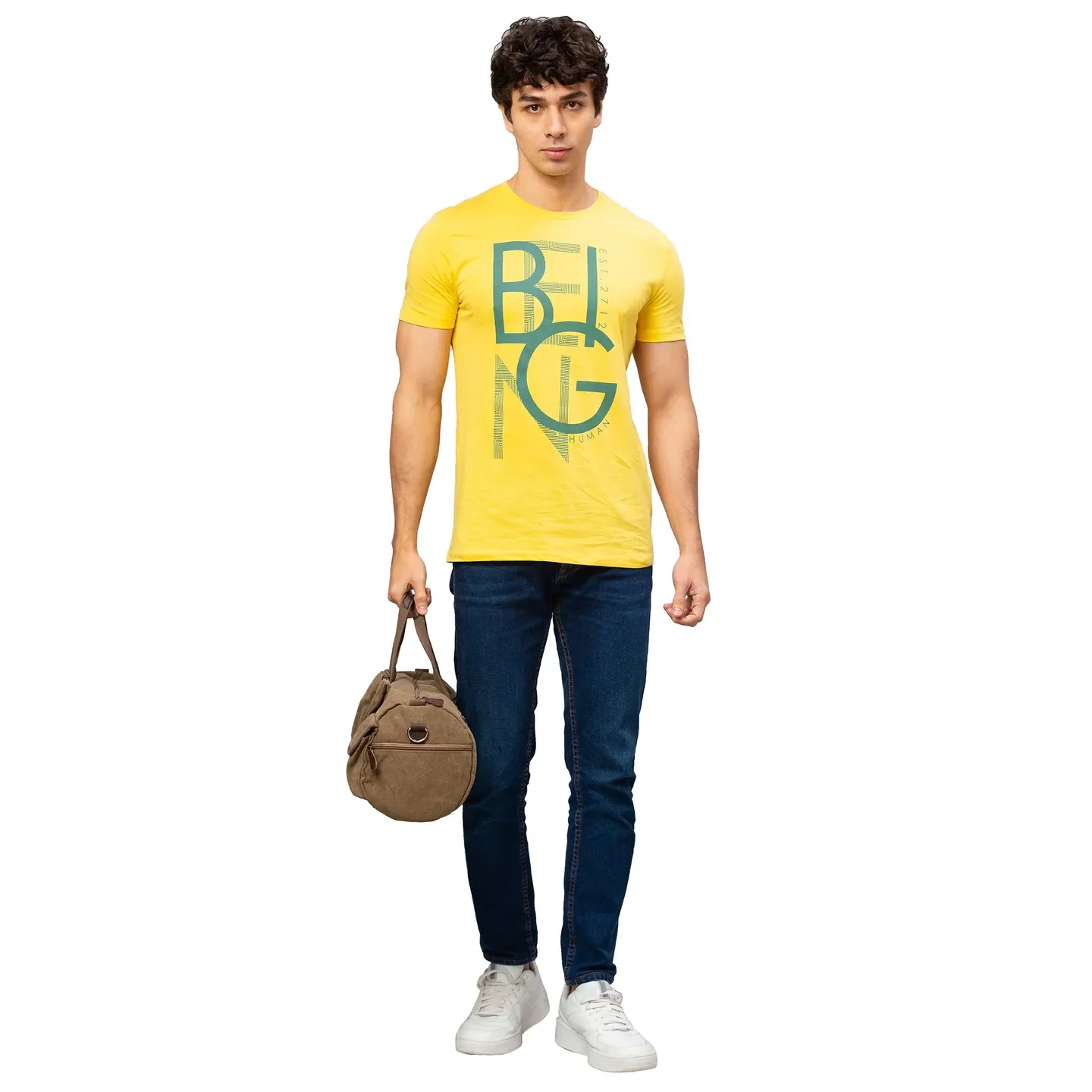 Yellow Regular Fit Men's Short Sleeves T-Shirt by Being Human Clothing - Image 5