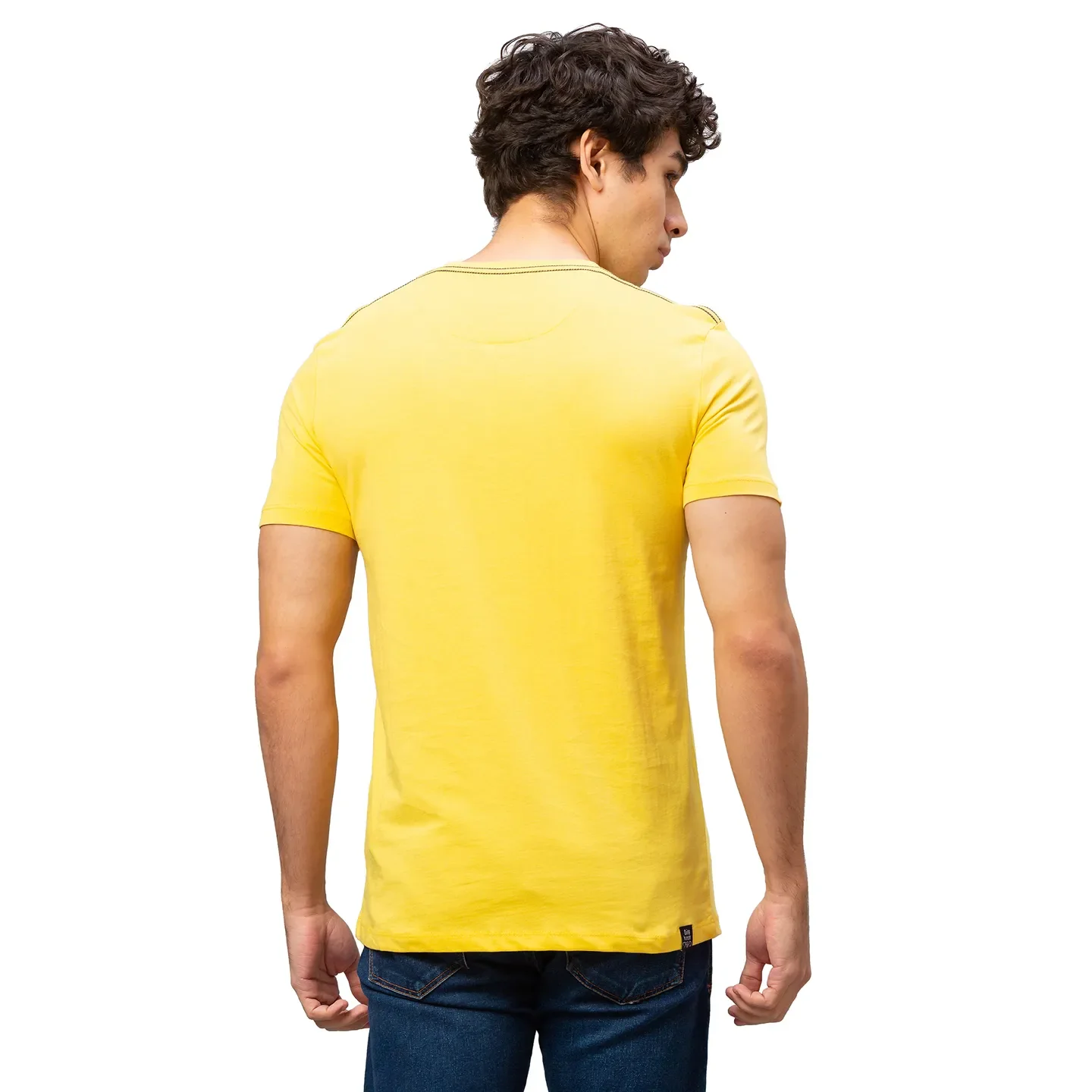 Yellow Regular Fit Men's Short Sleeves T-Shirt by Being Human Clothing - Image 3