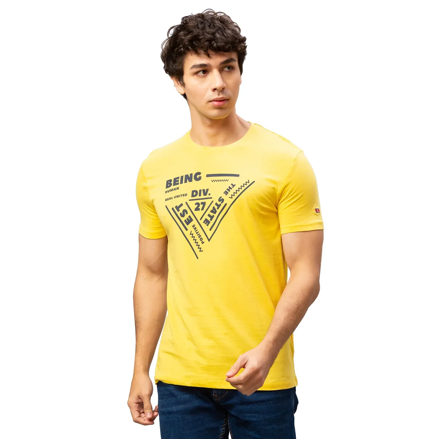 Yellow Regular Fit Men's Short Sleeves T-Shirt by Being Human Clothing