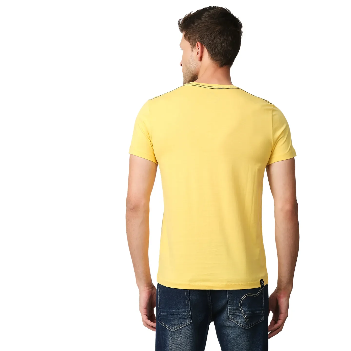 Yellow Regular Fit Men's Short Sleeves T-Shirt by Being Human Clothing - Image 3