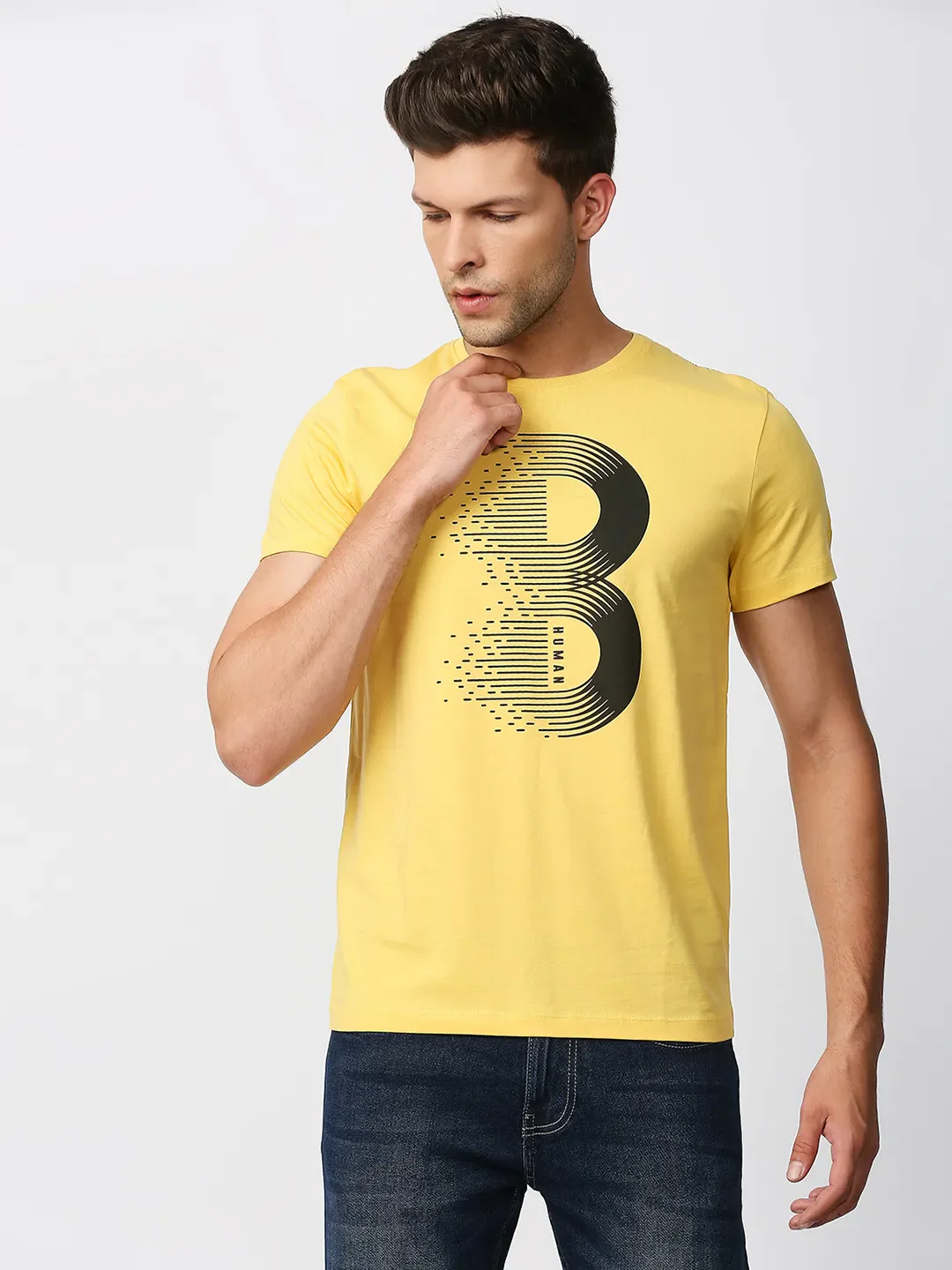 Yellow Regular Fit Men's Short Sleeves T-Shirt by Being Human Clothing