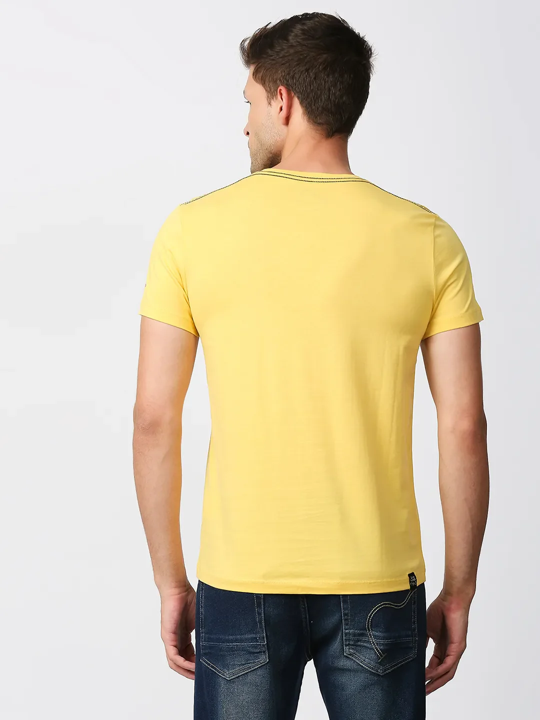 Yellow Regular Fit Men's Short Sleeves T-Shirt by Being Human Clothing - Image 4