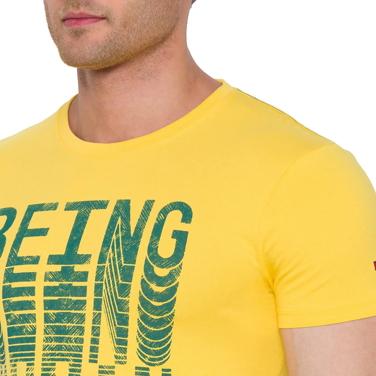 Yellow Regular Fit Men's Short Sleeves T-Shirt by Being Human Clothing - Image 4