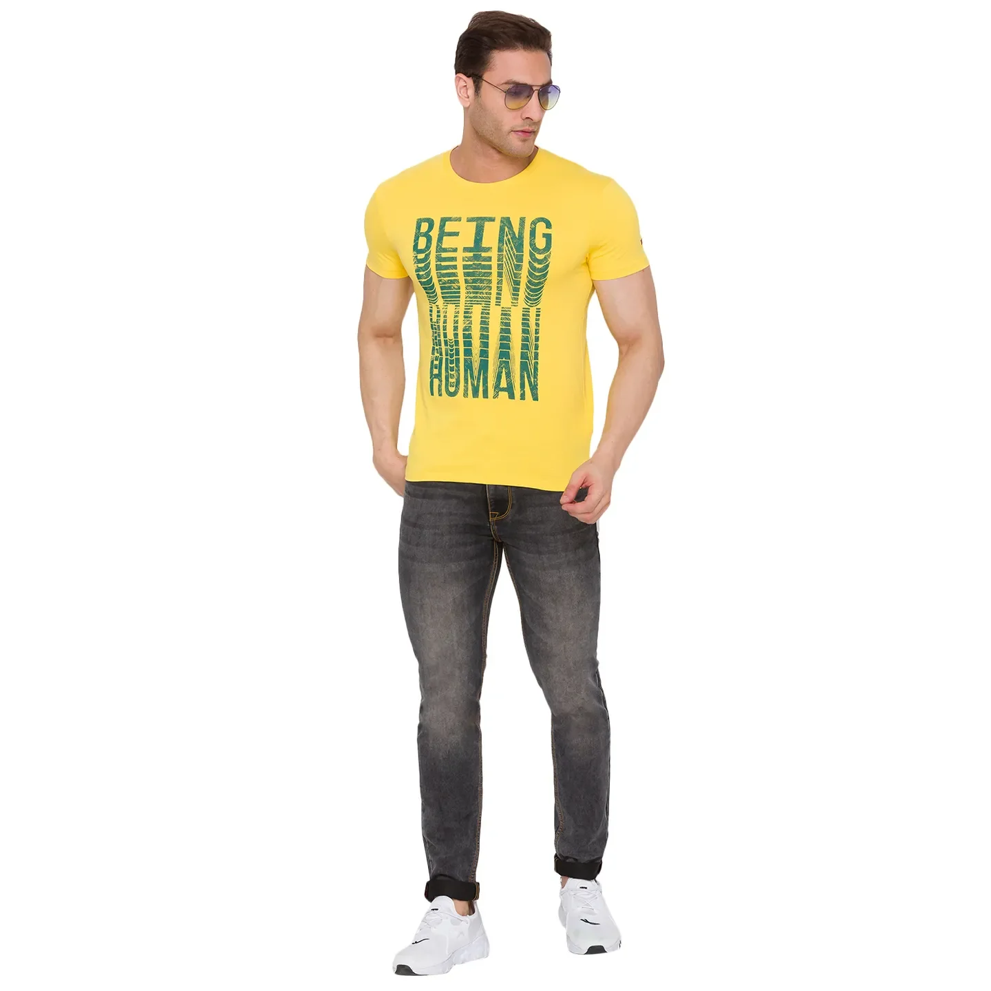 Yellow Regular Fit Men's Short Sleeves T-Shirt by Being Human Clothing - Image 6