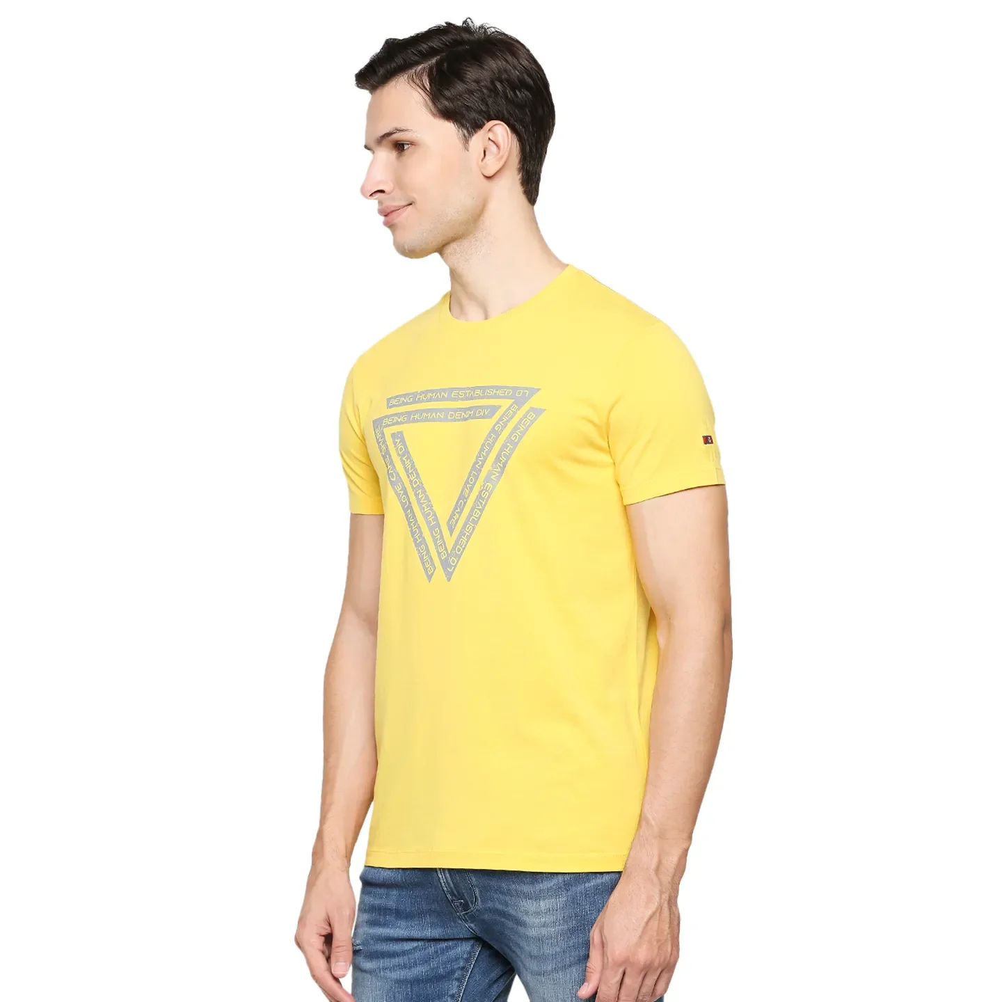 Yellow Regular Fit Men's Short Sleeves T-Shirt by Being Human Clothing - Image 2