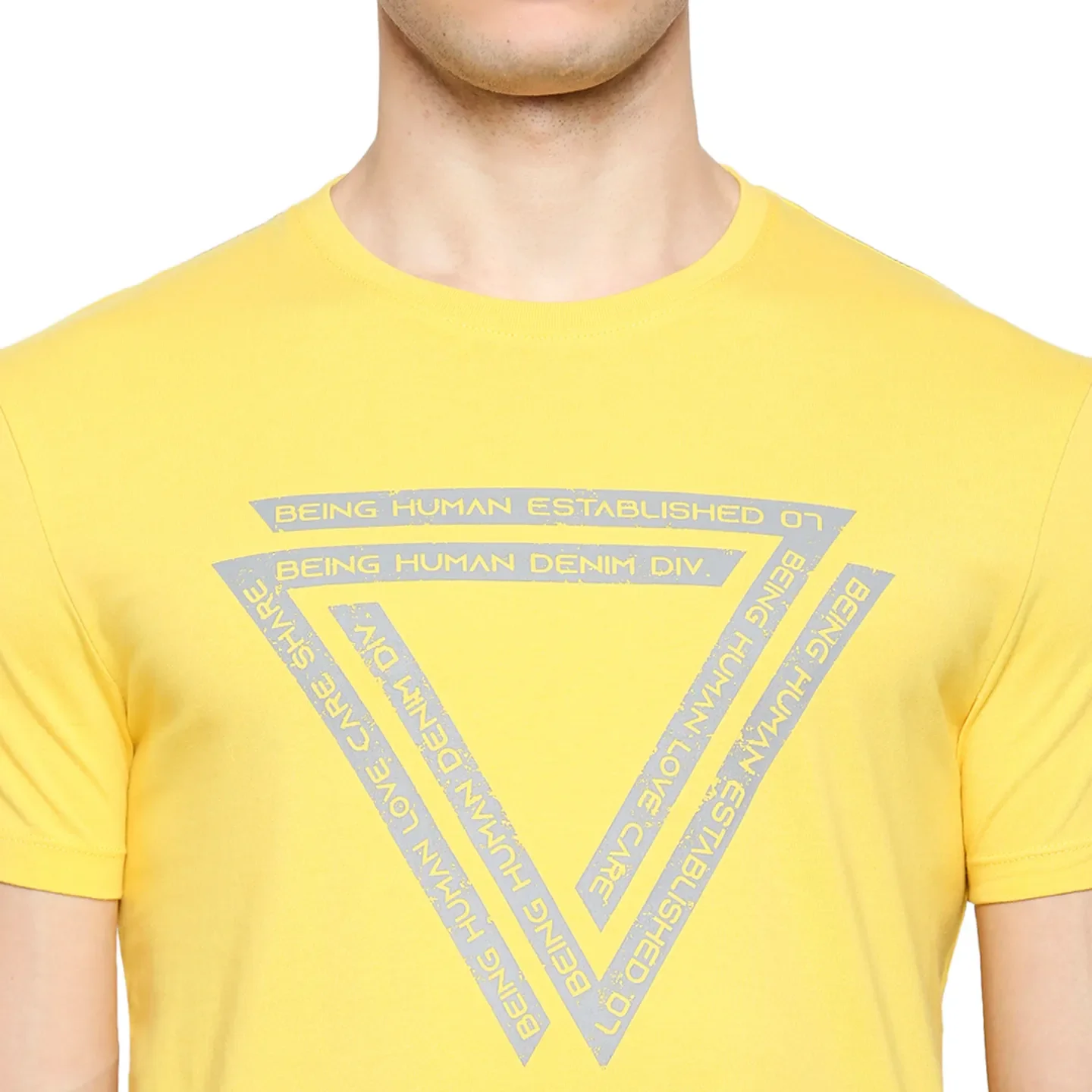 Yellow Regular Fit Men's Short Sleeves T-Shirt by Being Human Clothing - Image 5