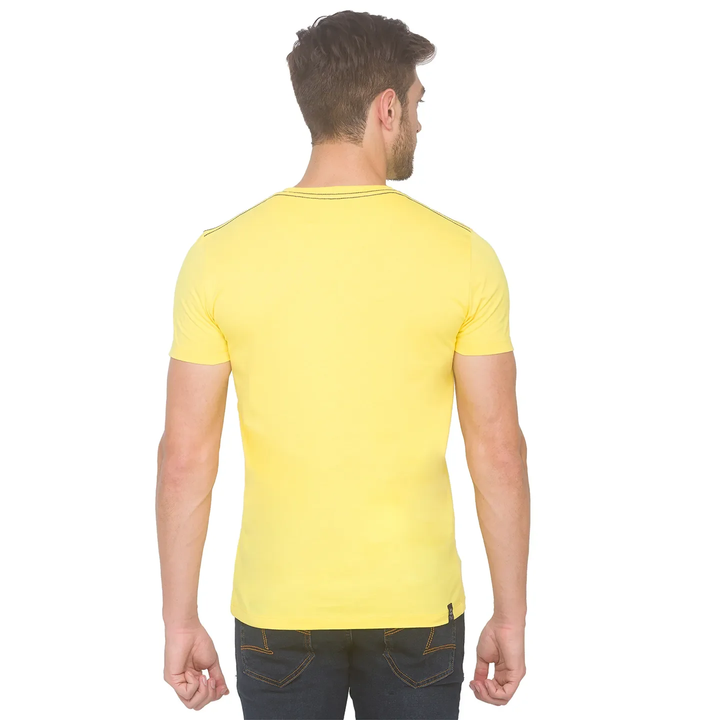 Yellow Regular Fit Men's Short Sleeves T-Shirt by Being Human Clothing - Image 3