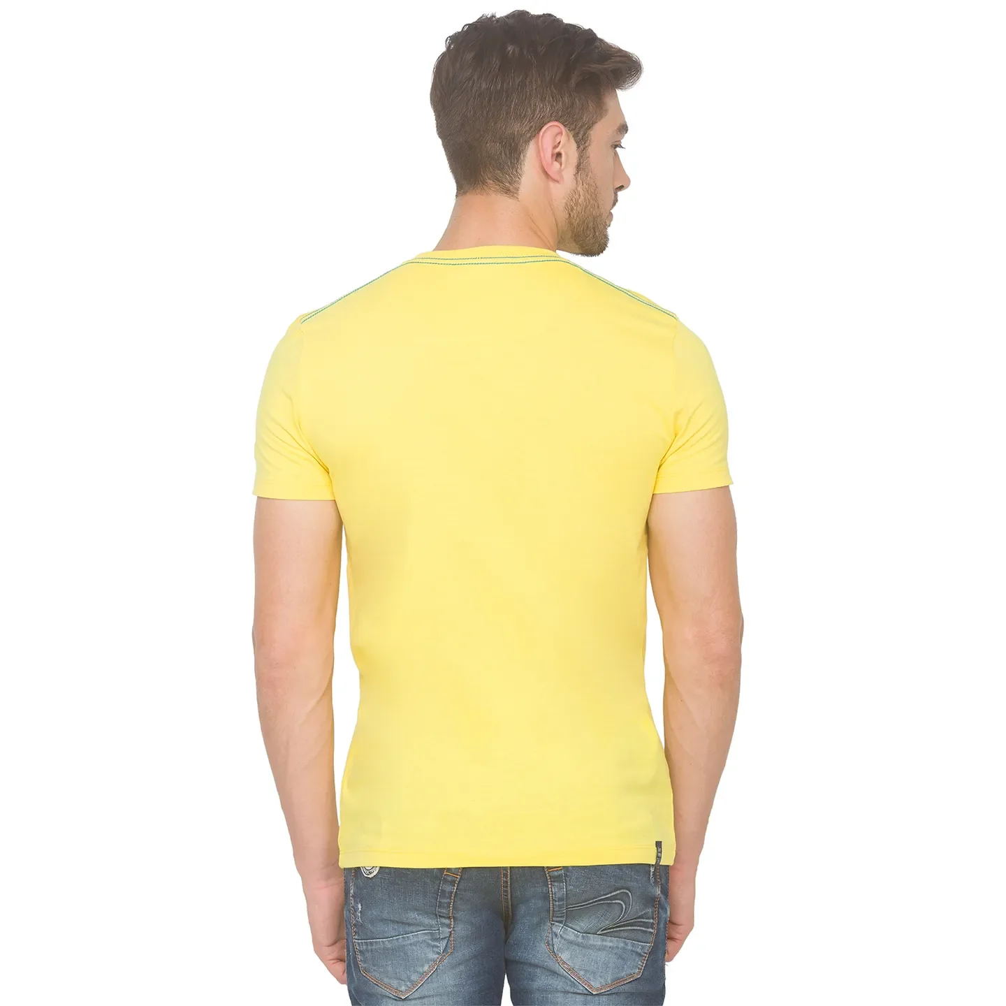 Yellow Regular Fit Men's Short Sleeves T-Shirt by Being Human Clothing - Image 3