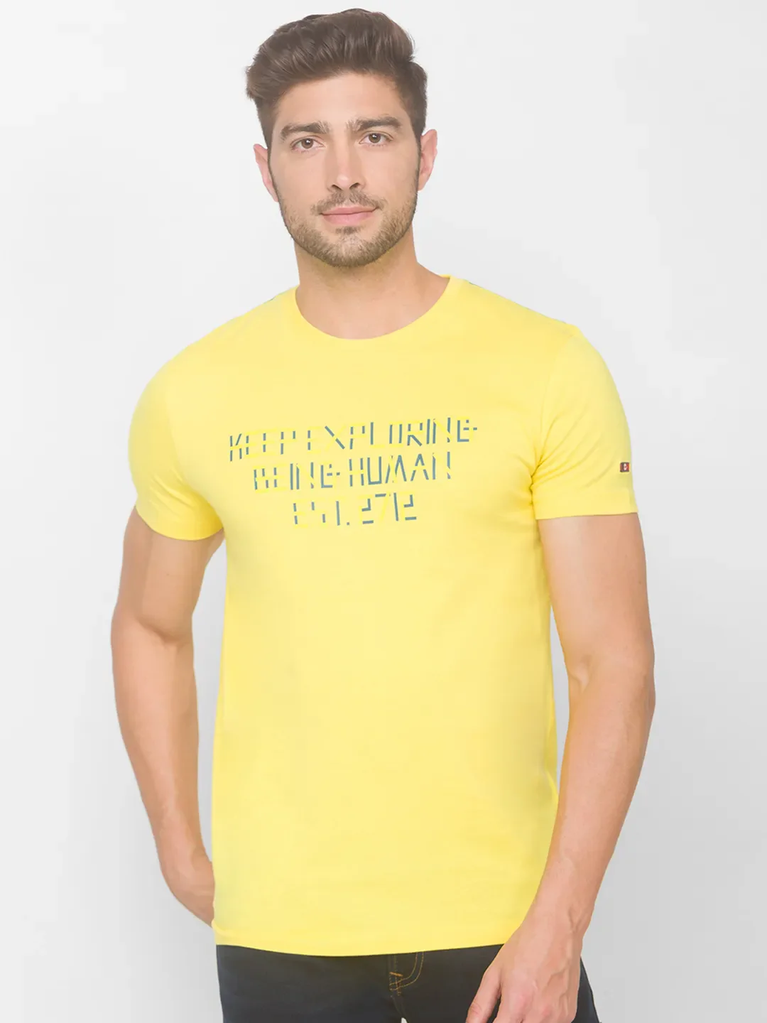 Yellow Regular Fit Men's Short Sleeves T-Shirt by Being Human Clothing