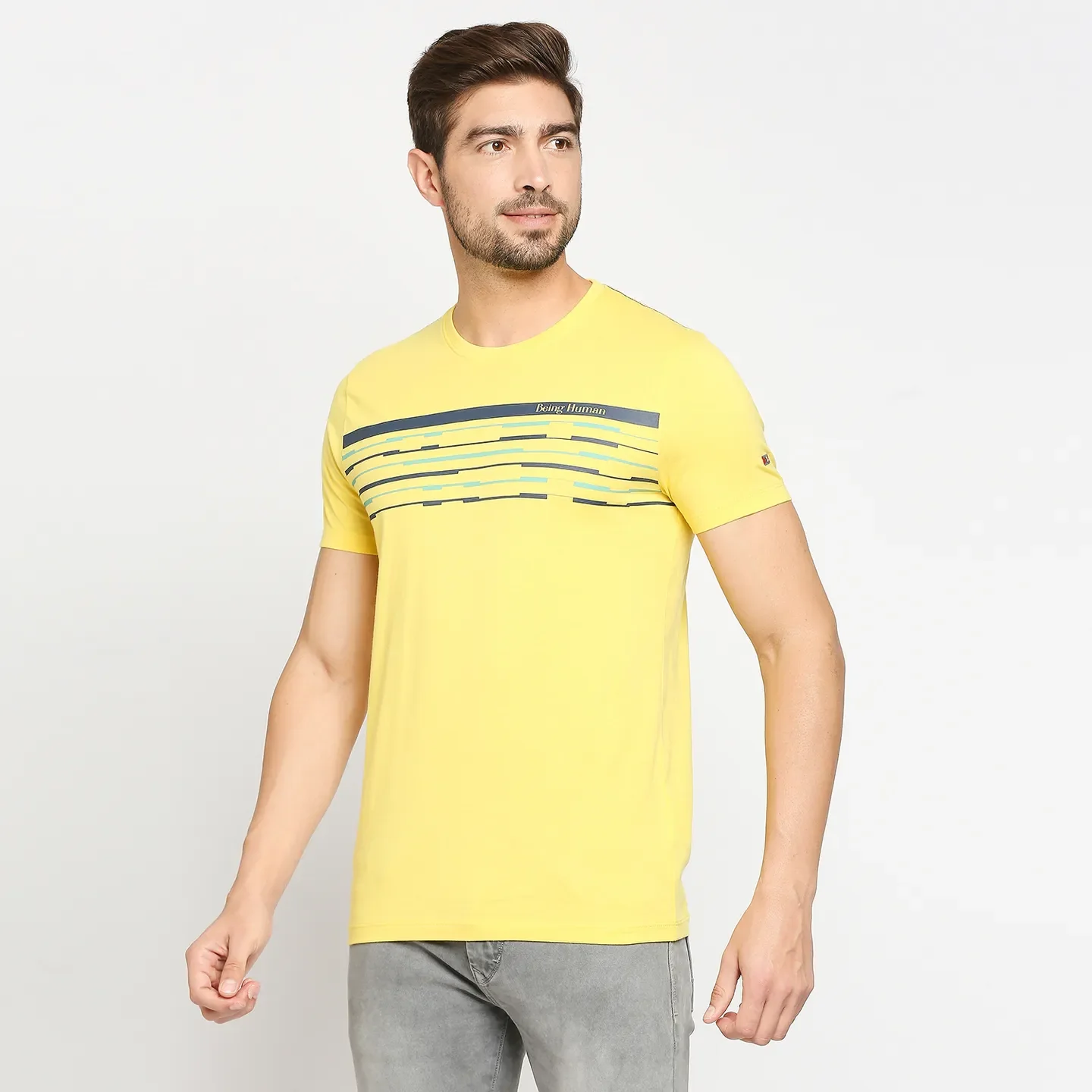 Yellow Regular Fit Men's Short Sleeves T-Shirt by Being Human Clothing - Image 2