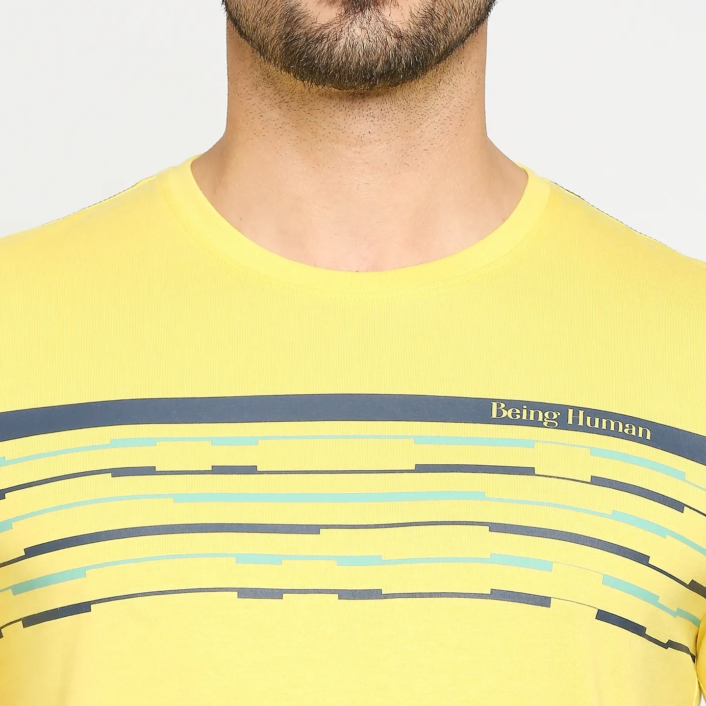 Yellow Regular Fit Men's Short Sleeves T-Shirt by Being Human Clothing - Image 5