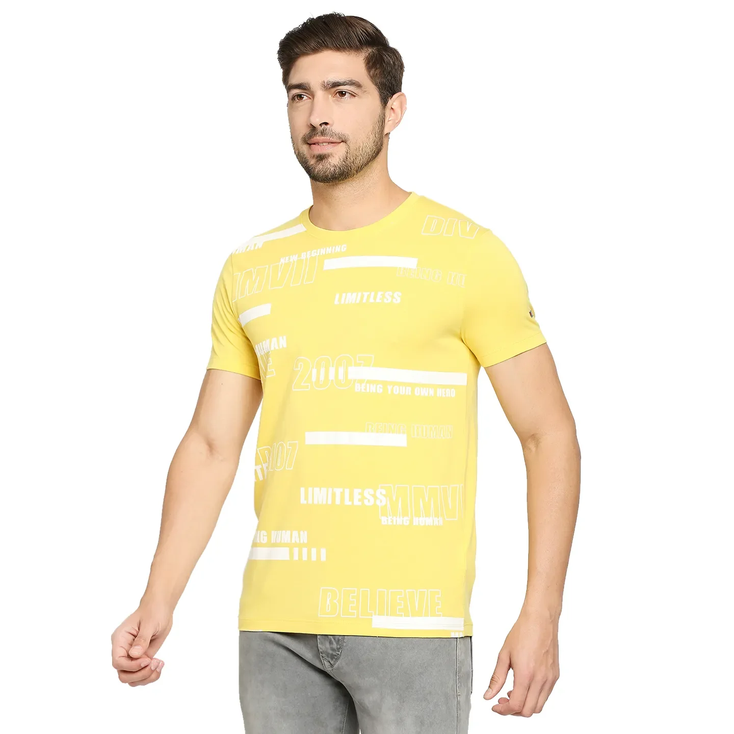 Yellow Regular Fit Men's Short Sleeves T-Shirt by Being Human Clothing - Image 2