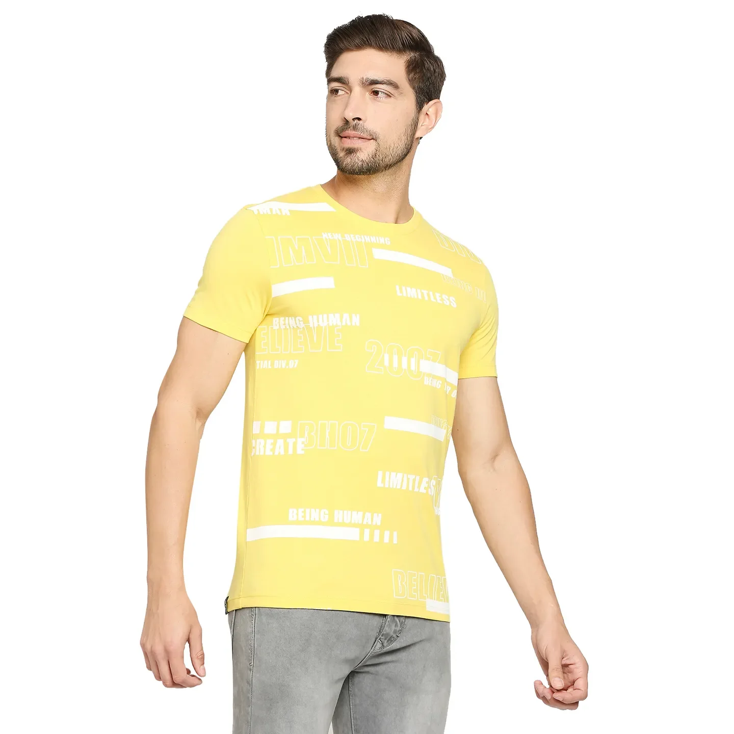 Yellow Regular Fit Men's Short Sleeves T-Shirt by Being Human Clothing - Image 5