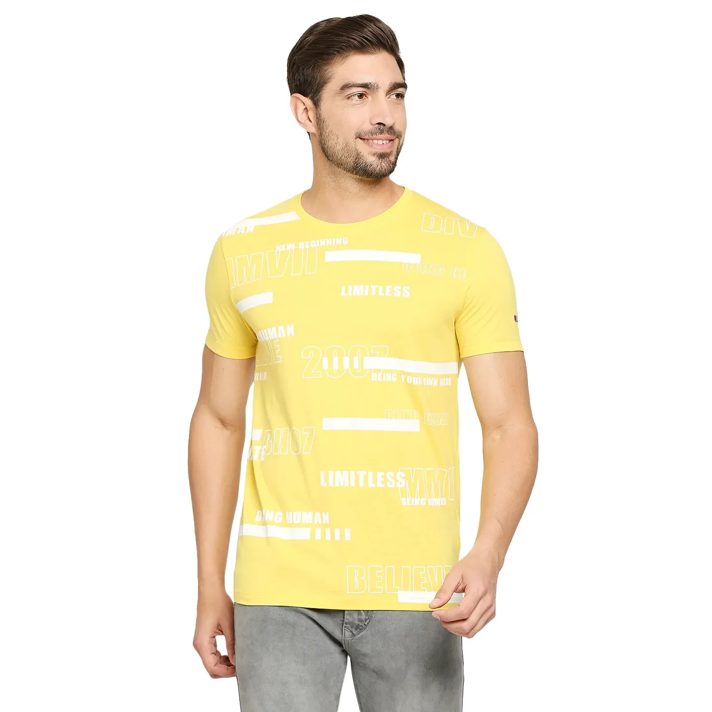 Yellow Regular Fit Men's Short Sleeves T-Shirt by Being Human Clothing - Image 9