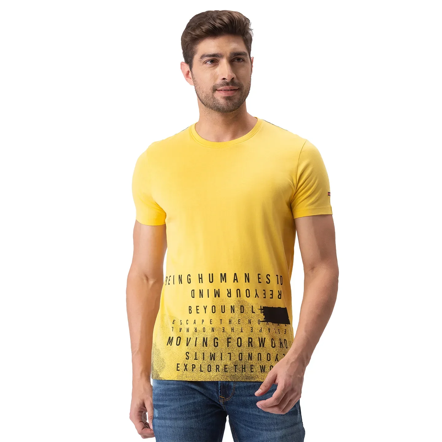 Yellow Regular Fit Men's Short Sleeves T-Shirt by Being Human Clothing