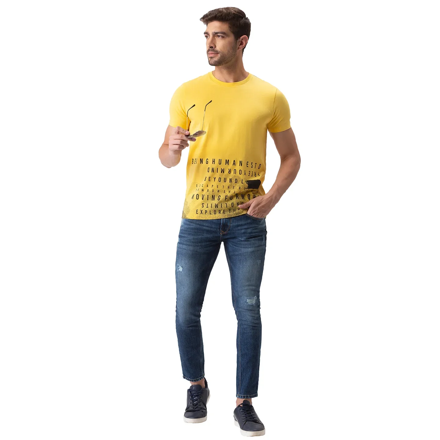 Yellow Regular Fit Men's Short Sleeves T-Shirt by Being Human Clothing - Image 5