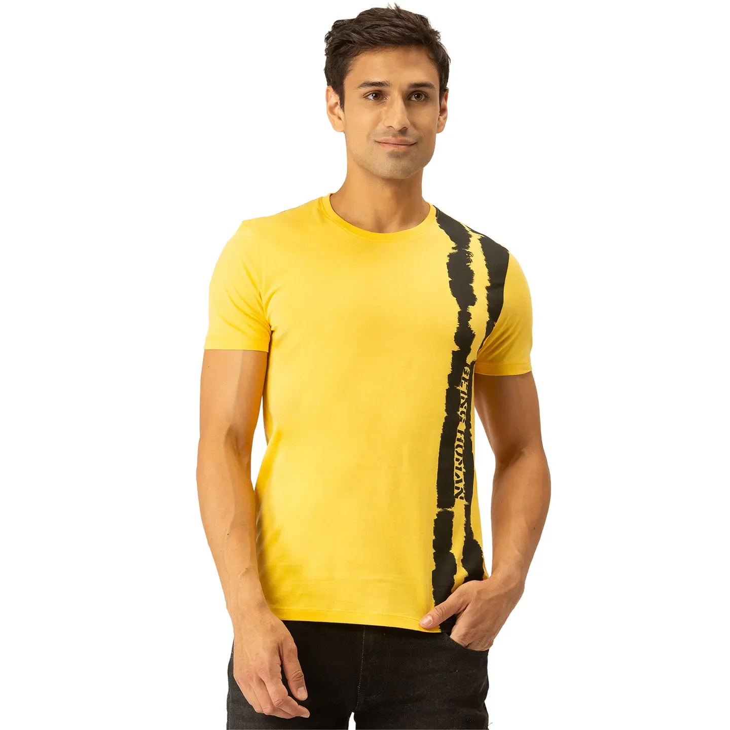 Yellow Regular Fit Men's Short Sleeves T-Shirt by Being Human Clothing